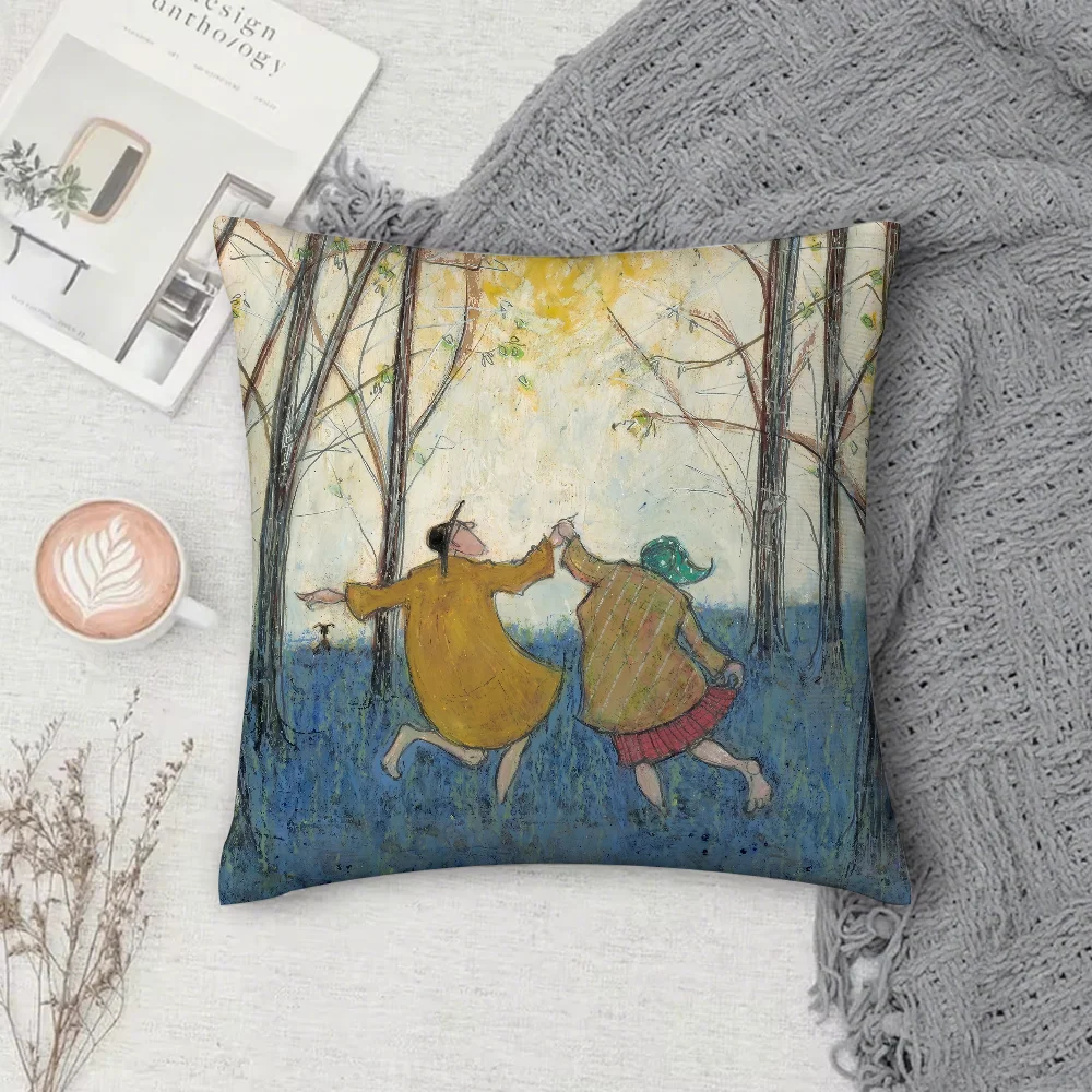 S-sam Toft Art Kissenbezug, quadratisch, doppelseitiger Druck, kurzer Plüsch-Sofa-Kissenbezug, Nachttischkissen – Detail 10