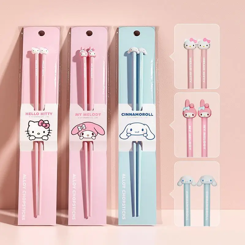 

Sanrio Girly Heart Chopsticks Kawaii Hello Kitty Anime Cute Cartoon Cinnamoroll My Melody Home Non-Slip Tableware Girls Gifts