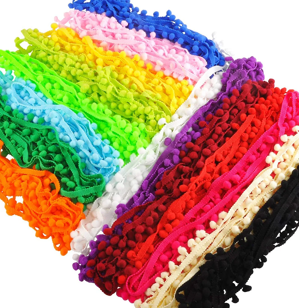 5 Yards/Lot Pompon-Spitzenband, Pompon-Fransenband, handgefertigtes Stoffhandwerk, DIY-Nähzubehör – Detail 1