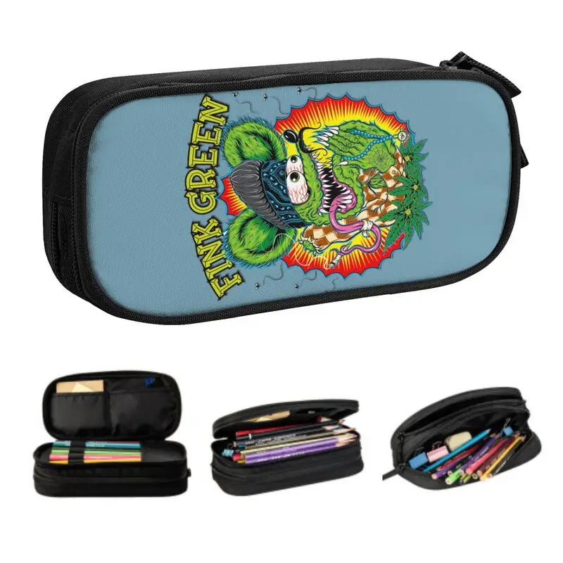 

Anime Cartoon Rat Fink Pencil Case for Girl Boy Large Capacity Pen Box Bag Stationery