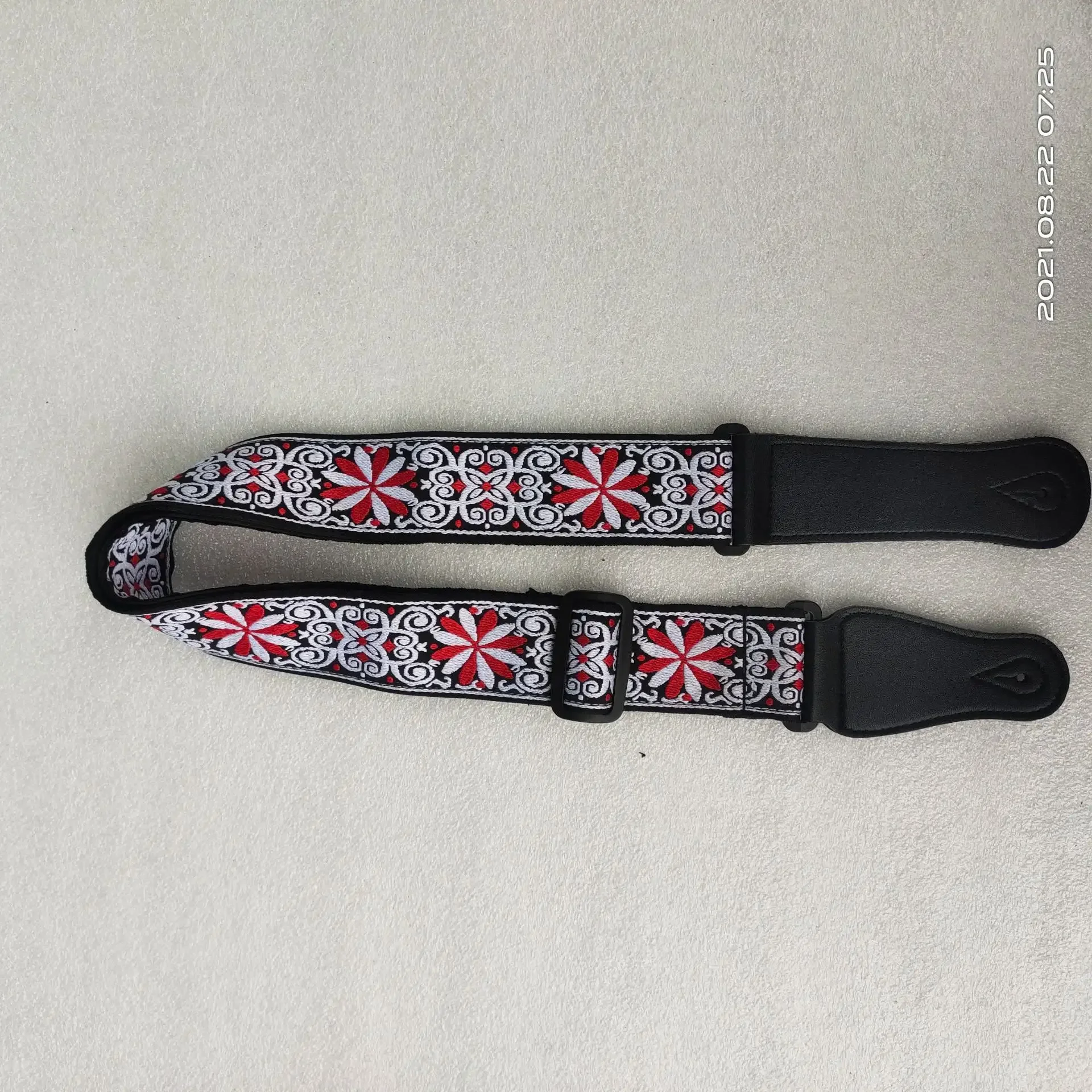 Vibrant Embroidered Cotton Guitar Strap - Extra Wide Adjustable Shoulder Belt