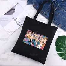 

Stone Ocean JOLYNE CUJOH Jojo Bizzare Adventure Canvas Tote Bag for Female Eco Reusable Shopping Bag Casual Black Shoulder Bags