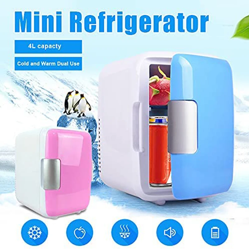 Mini Refrigerador, Mini Nevera 4L, Mini Frigorífico para Enfriar y  Calentar, Refigerador Pequeña 12V/110V, AC/DC, Mini Neveras para Habitación,  Coche, Viaje , Mini nevera para dormitorio, coche, escritorio de oficina y  habitación