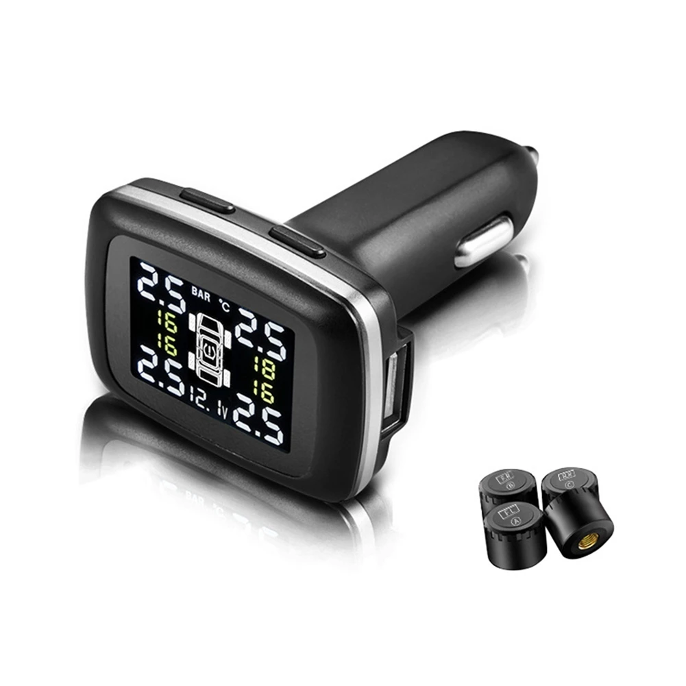 

English Version Cigarette Lighter Type Tire Pressure Monitor Wireless USB Vehicle Charging Swing Head Tpms Detector