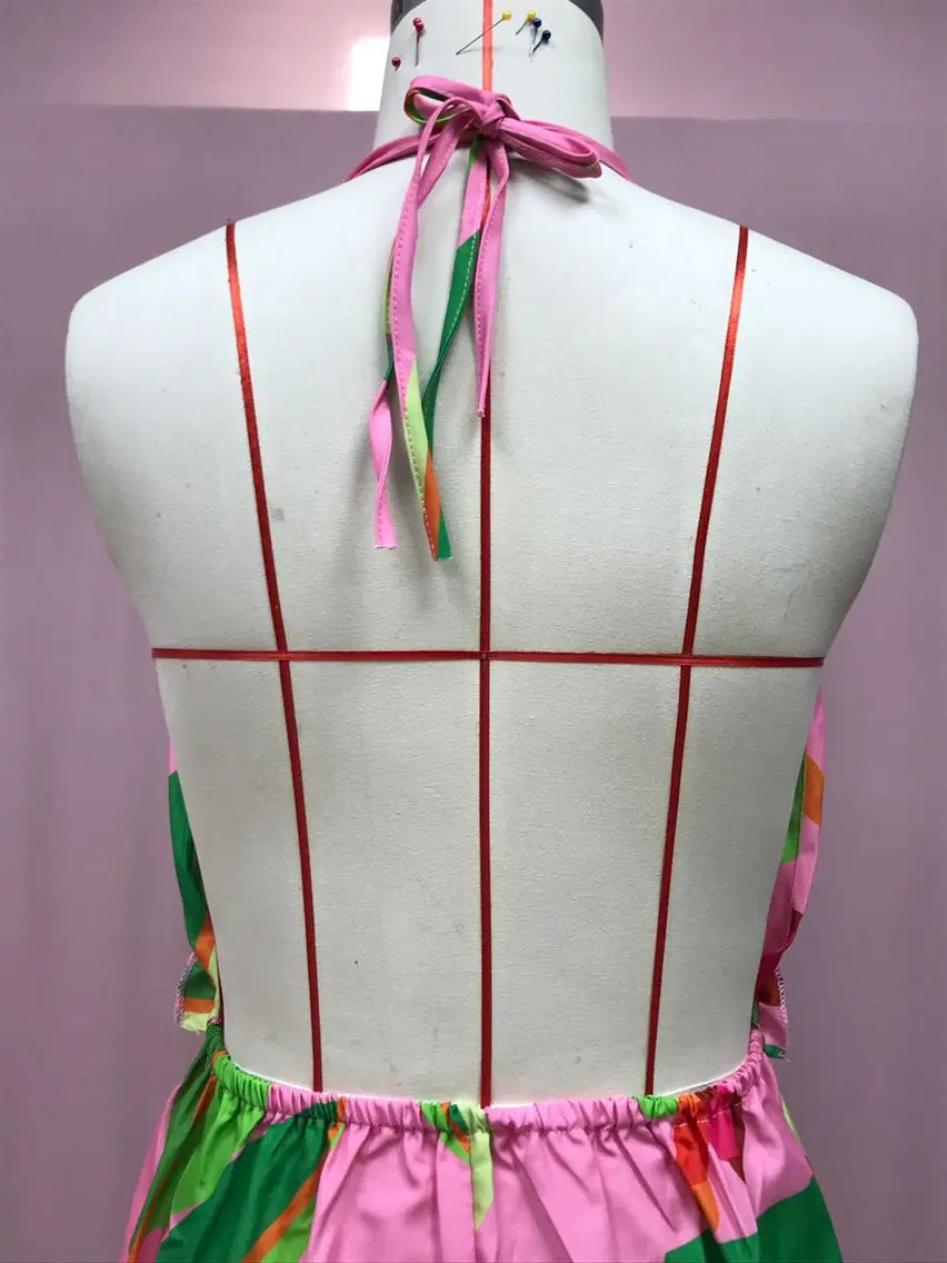 Vestidos de cuello halter con estampado de estilo bohemio para mujer, sexys, con escote en V y espalda descubierta, para vacaciones y playa, ropa informal para desplazamientos diarios.