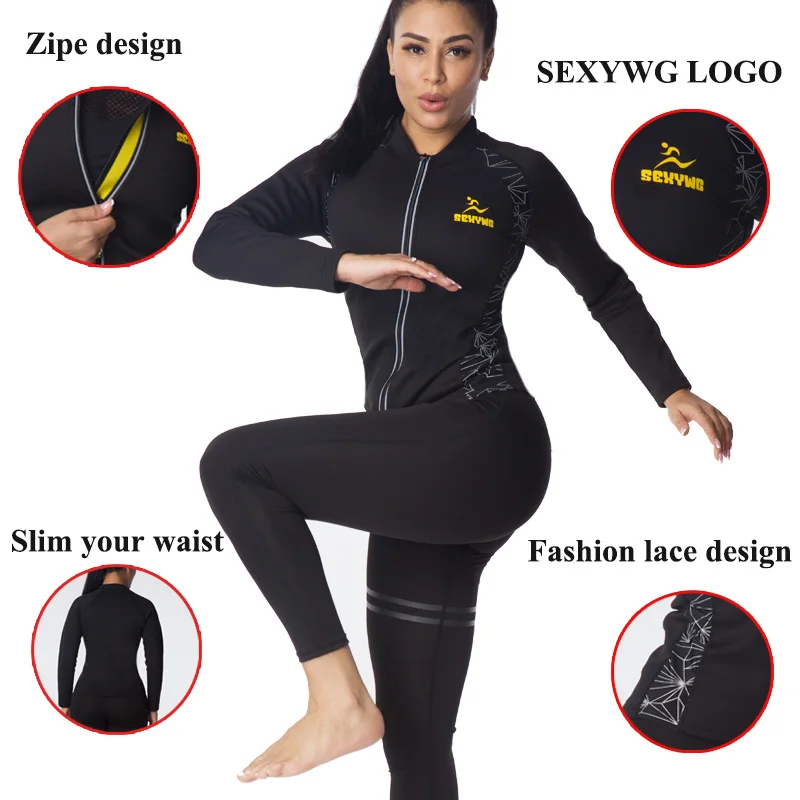 NINGMI Sauna Pants and Sauna Shirt Waist Trainer High Waist Leggings Fat Burning Body Shaper Women Body Shapewear Sauna Suit