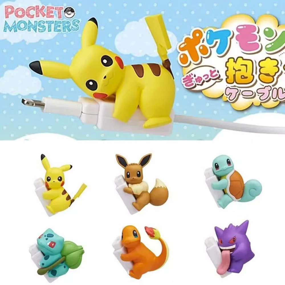 Cute Pokemon Figures Hug Wire Clip Pikachu Charmander Eevee Gengar Pocket Monster Anime Kawaii Collectible Charm Dolls Toys Gift