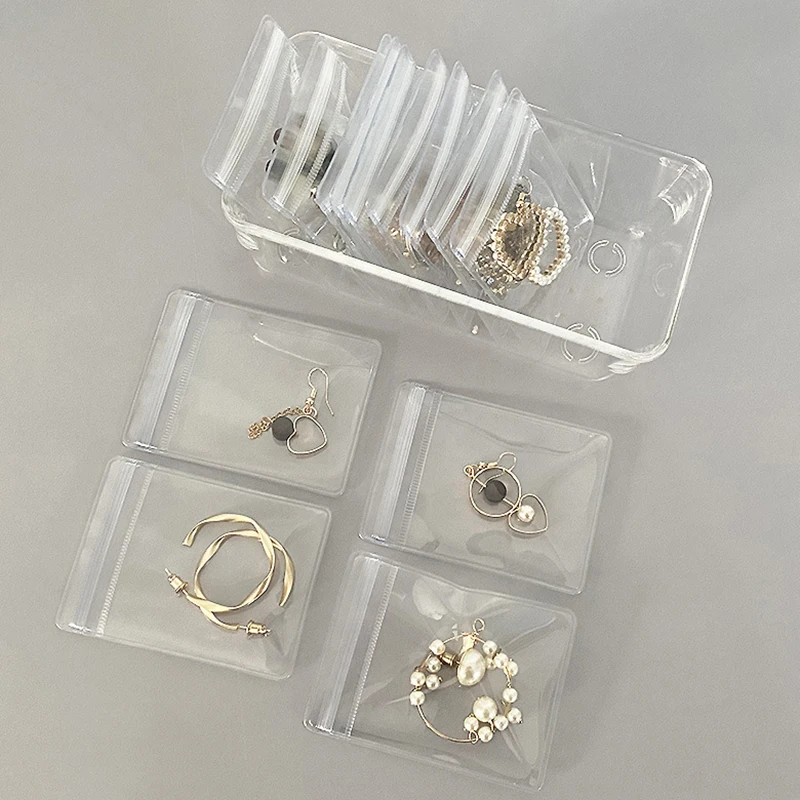 48 Sacchetti Portagioie In Plastica Trasparente Con Chiusura A Cerniera - Autosigillanti, In PVC, Per Collane, Bracciali, Anelli, Orecchini, 9x13 Cm - 2