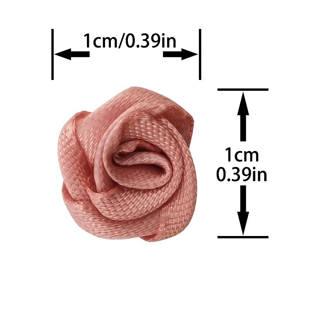 100-Pack Mini Pink Satin Ribbon Flowers for Crafting and Party Decor