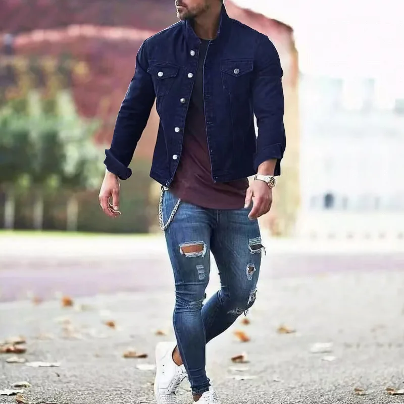 Spring Autumn Mens Denim Jacket Mens Hooded Fake Two Piece Suit Fashion  Bomber Ripped Hole Denim Jacket Male Cowboy Jean Jackets From Liangcloth,  $25.46