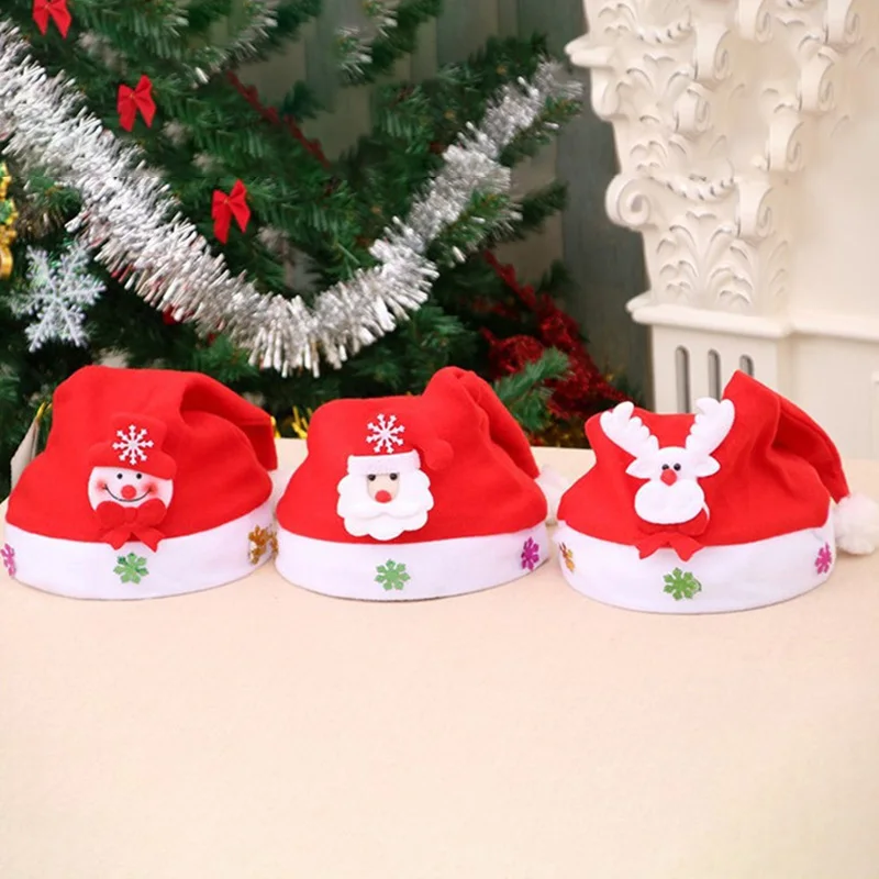 Christmas Hats Kids Adorable Cartoon Santa Elk Snowmen Xmas Caps Christmas New Year Party Ornaments Decoration Gifts