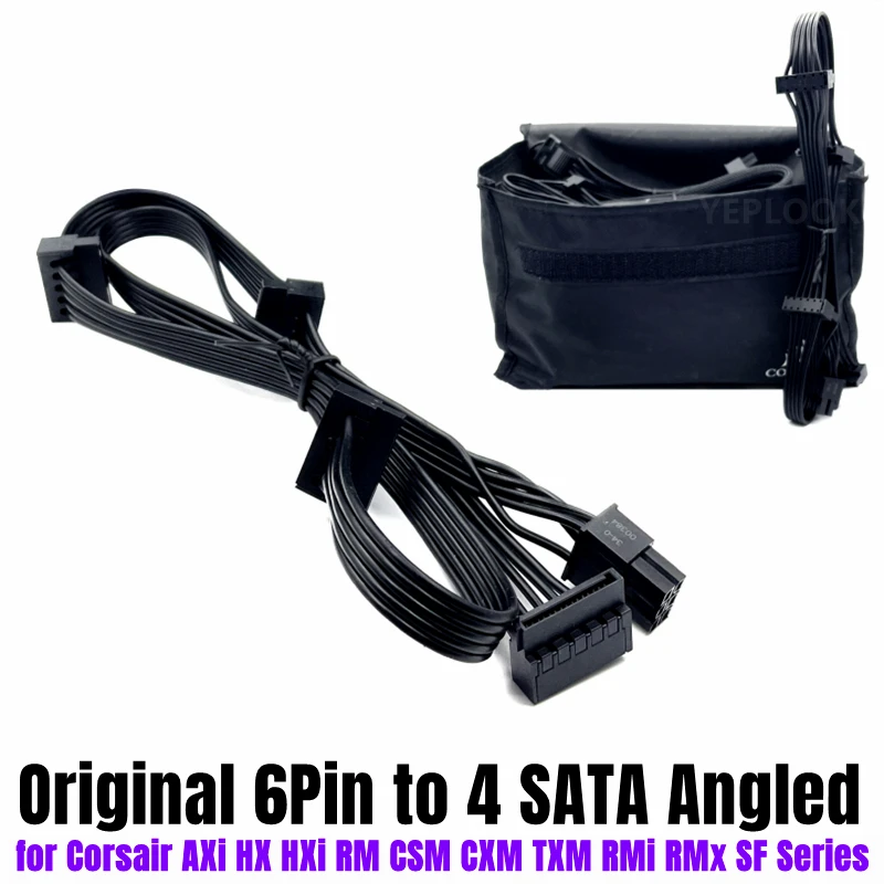 Corsair Originale Da 6Pin A 4X Sata Angolato Per Rmi Rmx Rme Axi Hx Hxi Rm Csm Cxm Txm Sf Modular Psu Ssd Hdd Hard Drive Cavo Di Alimentazione