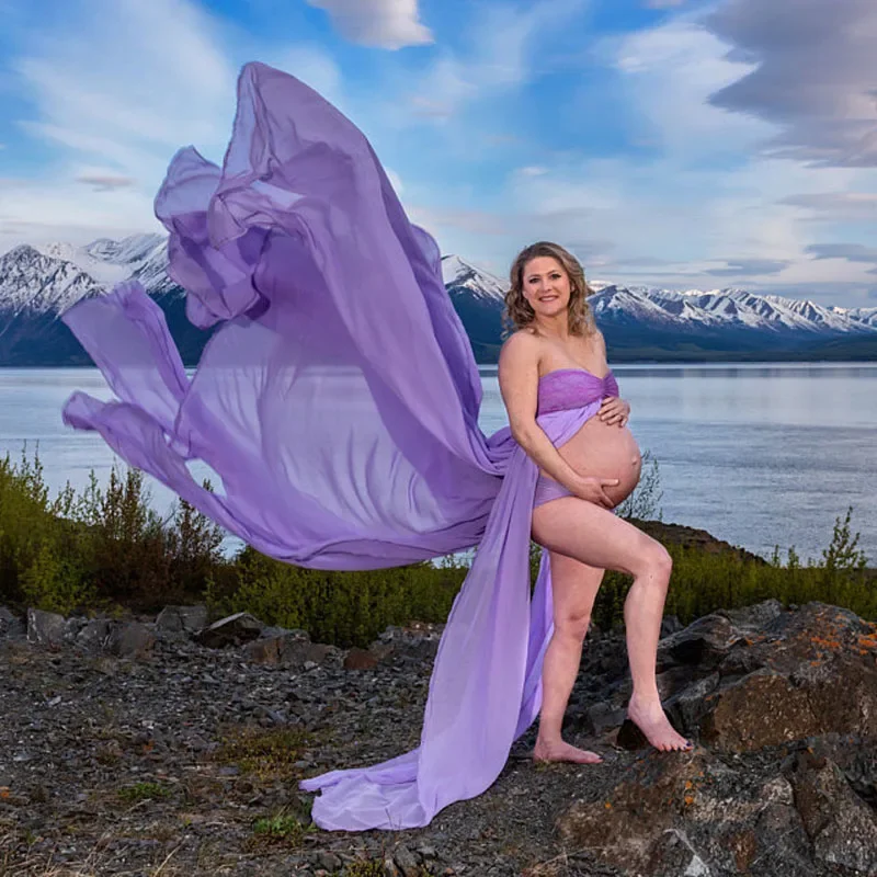 

Кружевное шифоновое платье для беременных женщин реквизит для фотосъемки с открытыми плечами без рукавов однотонное платье для беременных для фотосъемки