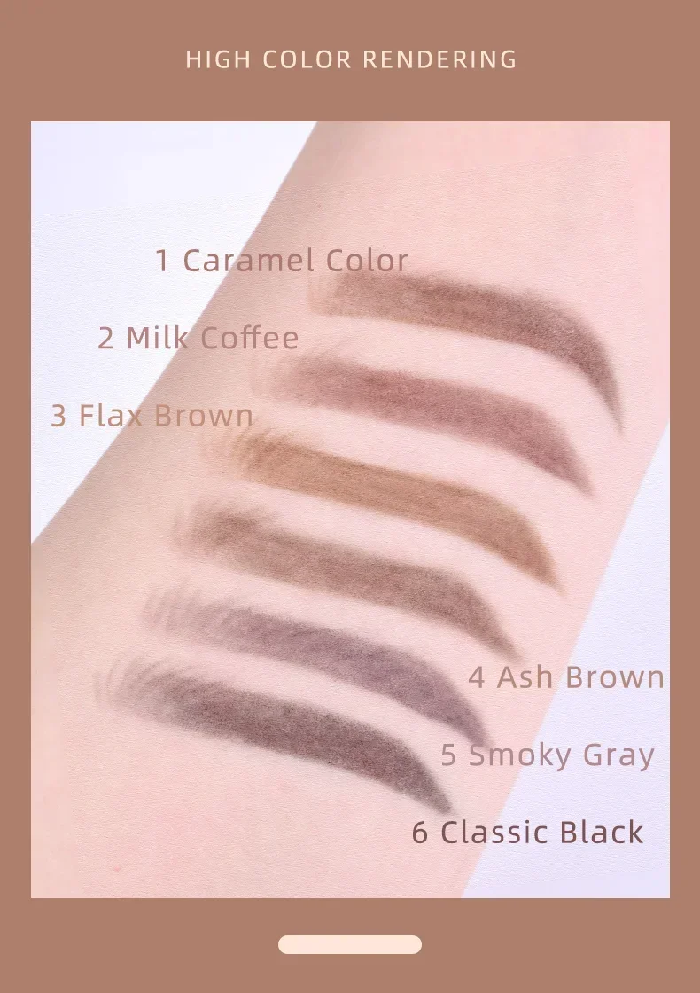 1PC Waterproof Double-Ended Eyebrow Pencil 1.5mm Ultra Fine Eyebrow Pencil Sweat-proof Long Lasting Professional Eye Makeup 6
