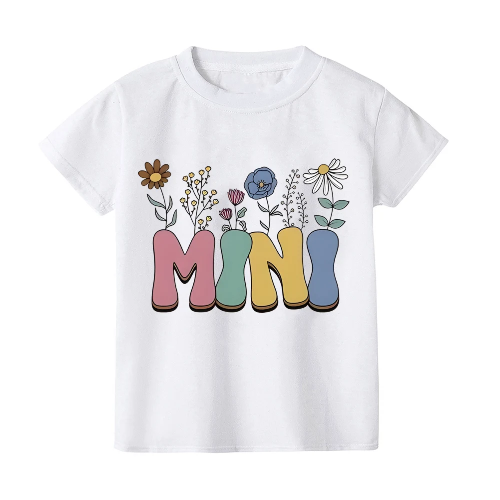 2pc Colorful Flower Letter MAMA and MINI Matching Family Outfits Mothers Day Gift Blessed Mommy and Kids Leisure Fun T-Shirt 6