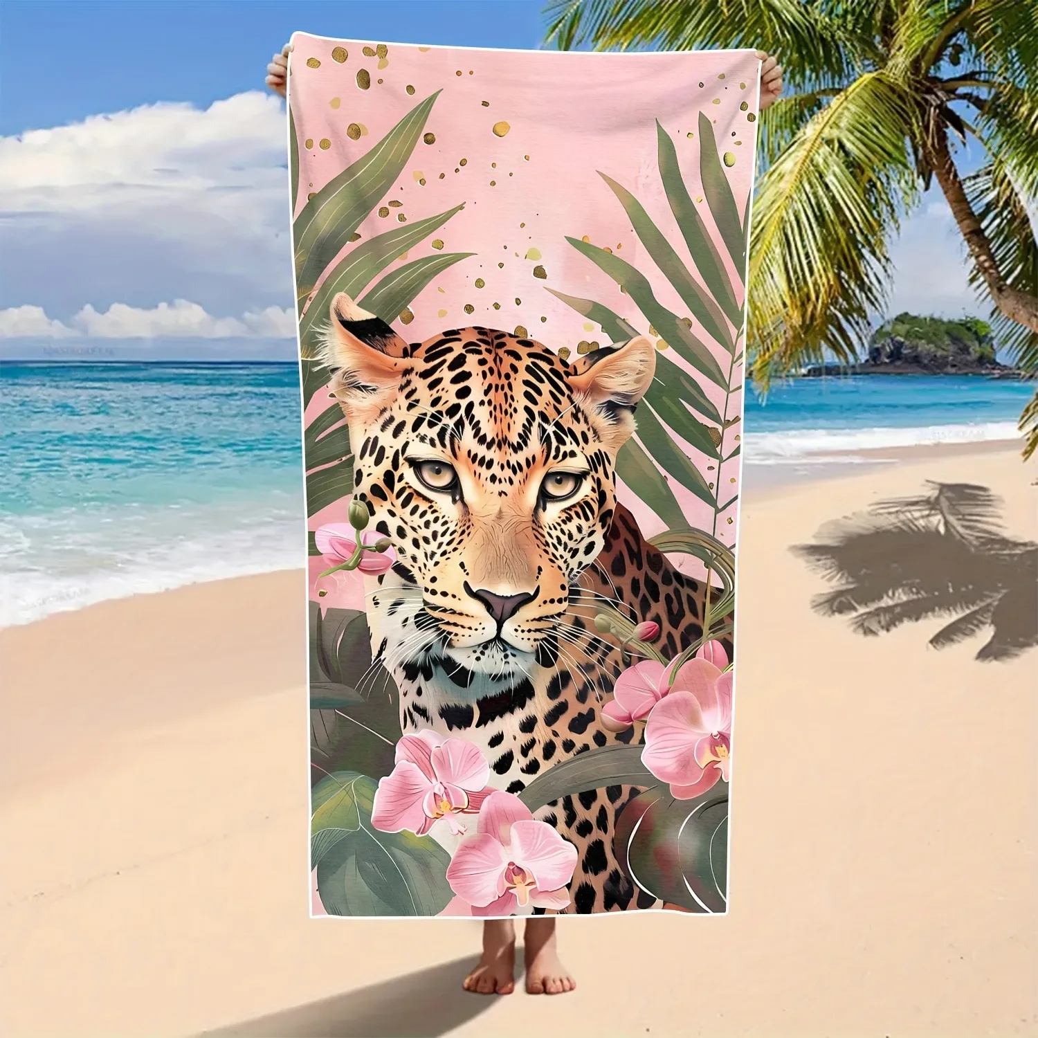 Bohemian Leopard Floral Print Beach Towel Polyester Super Absorbent Quick  Dry Pool Yoga Travel Camping Decor Light Pink Green - AliExpress, image size:1500x1500