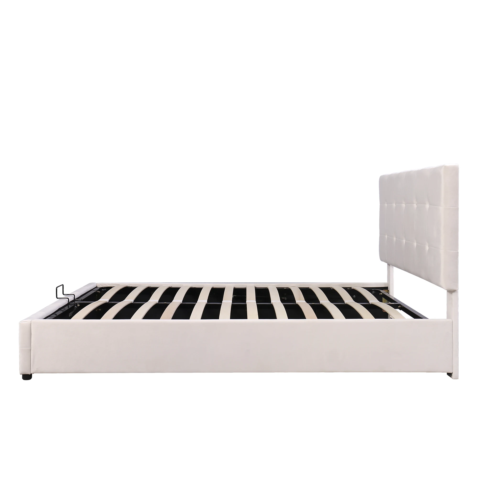KOMHTOM Polsterbett Doppelbett 140x200 cm Samtstoff mit hydraulisch anhebbarer Bettstauraum höhenverstellbarem Polsterkopfteil – Detail 9