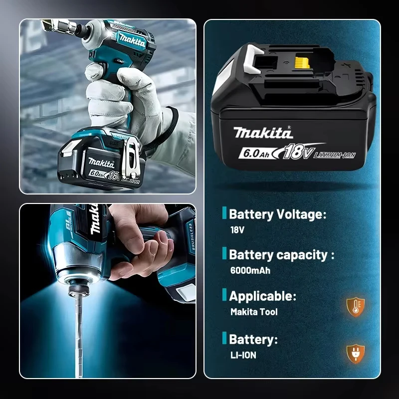 Rechargeable Lithium Battery 18V 5.0/6.0/9.0Ah with LED Indicator for Makita Cordless Power Tool