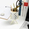 Nordic Ceramic Iron Art Marble Vase Pattern Rose Gold Green Table Plant Pot For Home Office Vases Decor Succulent Flower Pot 3