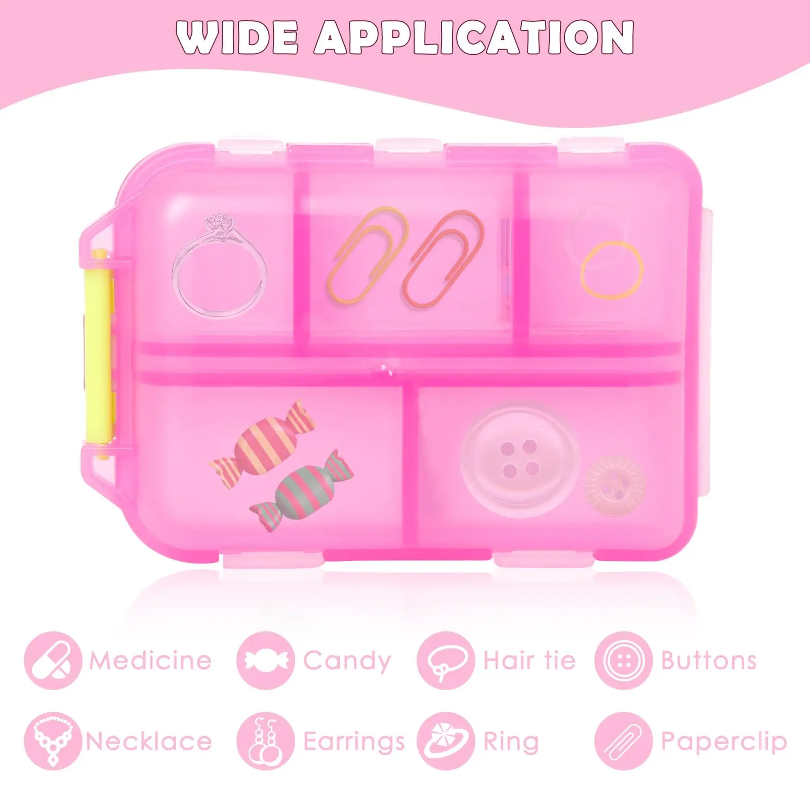 Compact 10-Grid Pill Organizer with Adjustable Storage & 175 Labels - Portable Health Medicine Case