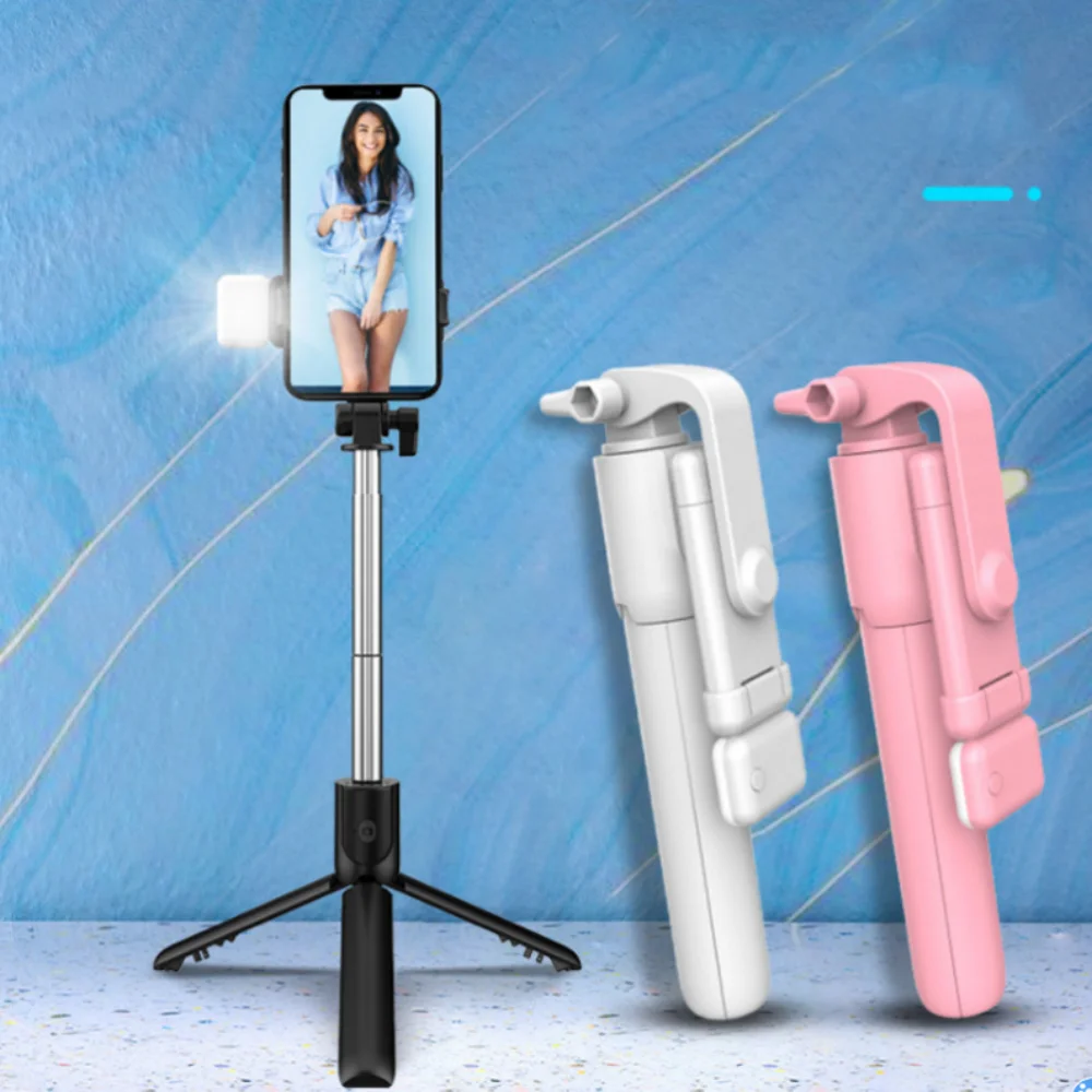 

Wireless Selfie Stick Foldable Bluetooth Portable Tripod with Fill Light Shutter Remote Control for Android iPhone Smartphone