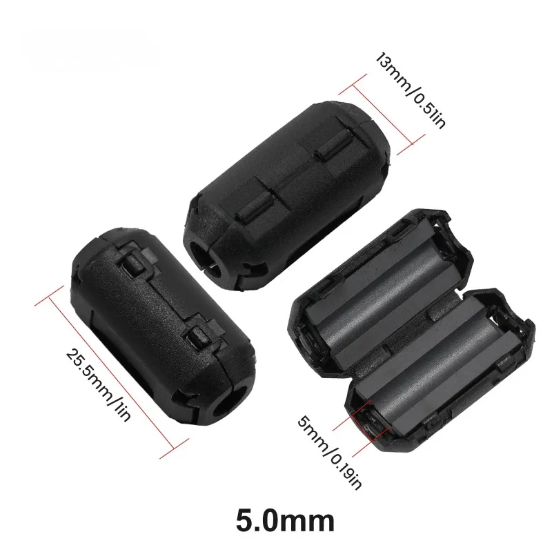 3.5/5/7/9/13mm Toroidal Core Ferrite Bead Clip Choke EMI RFI Noise Filter Clip USB/Video Cable Power Cord ZEXEF 10Pcs cable filter