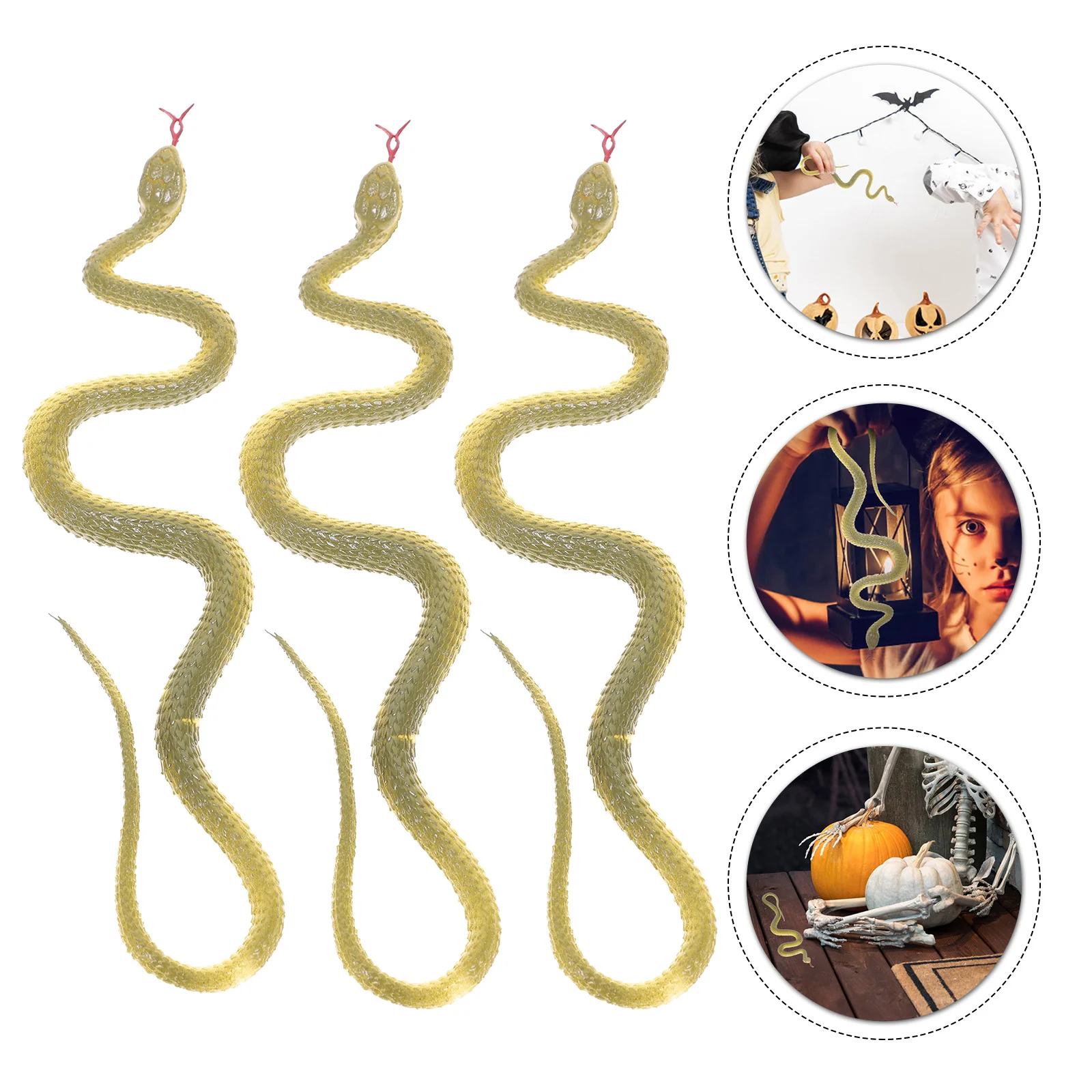 3 Pcs Realistic Soft Rubber Snake Toys Plastic Snake Model Prank For Jokes Toy Snakes Novelties Practical Joke Prop