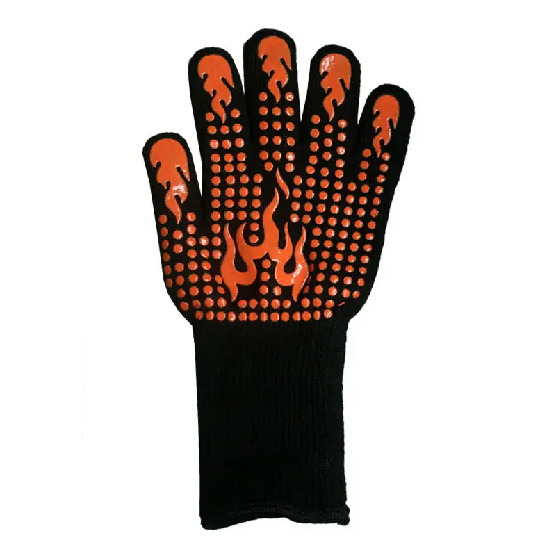 One Piece BBQ Gloves Microwave Gloves High Temperature Resistance Barbecue Glove Oven Mitts 500 800 Degree Fireproof Grill Glove 