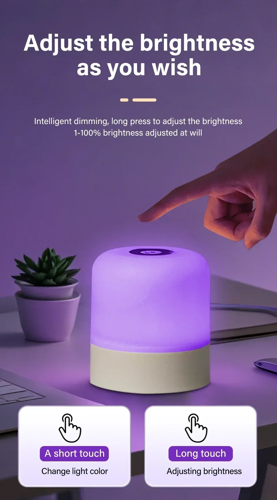 LED Night Light RGB Remote Table Lamp Rechargeable Bedroom Bedside Lamps Color Changing Touch Dimmable Portable Christmas Lights
