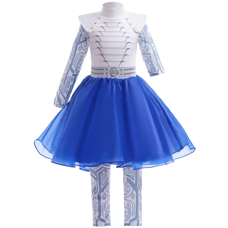 Zombies Addison Alien Kinderkleidung Mädchen Cheerleader Blaues Kleid für Kind Cosplay Halloween Kostüm Geburtstagsfeier Fancy Outfit – Detail 6