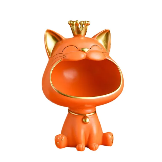 Big Mouth Cat Statue Figurine Storage Tray Lucky Cat Bank Entrance Key Snack Holder Sundries 4