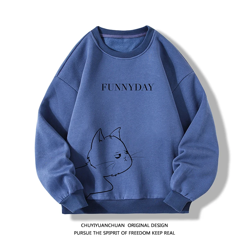 

2022 New Men's Fashion Round Neck Sweatshirts Print Loose Large Size Daily Casual Long Sleeve Sweatshirts Tops