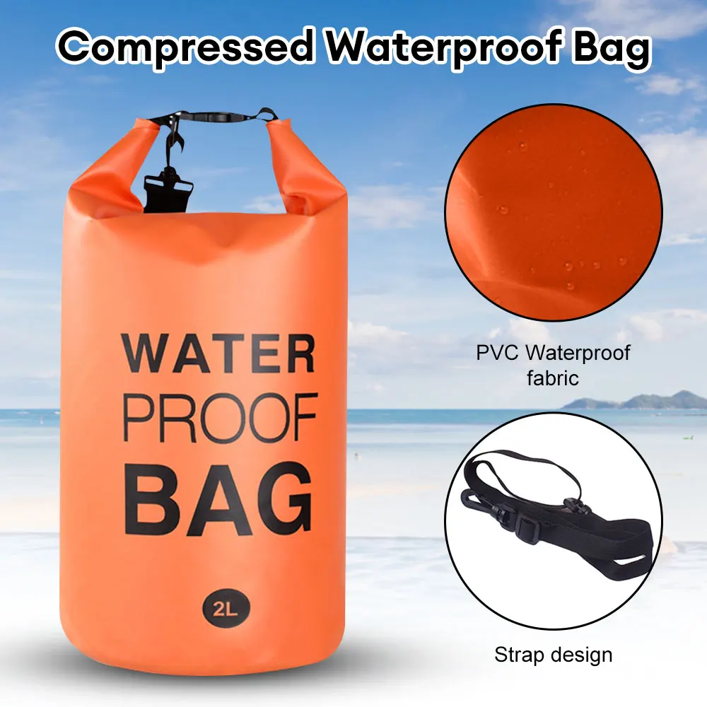 2 Liter Waterproof Dry Bag Storage Swimming Kayak River Hiking Float Sailing Canoe Diving Compression Backpack