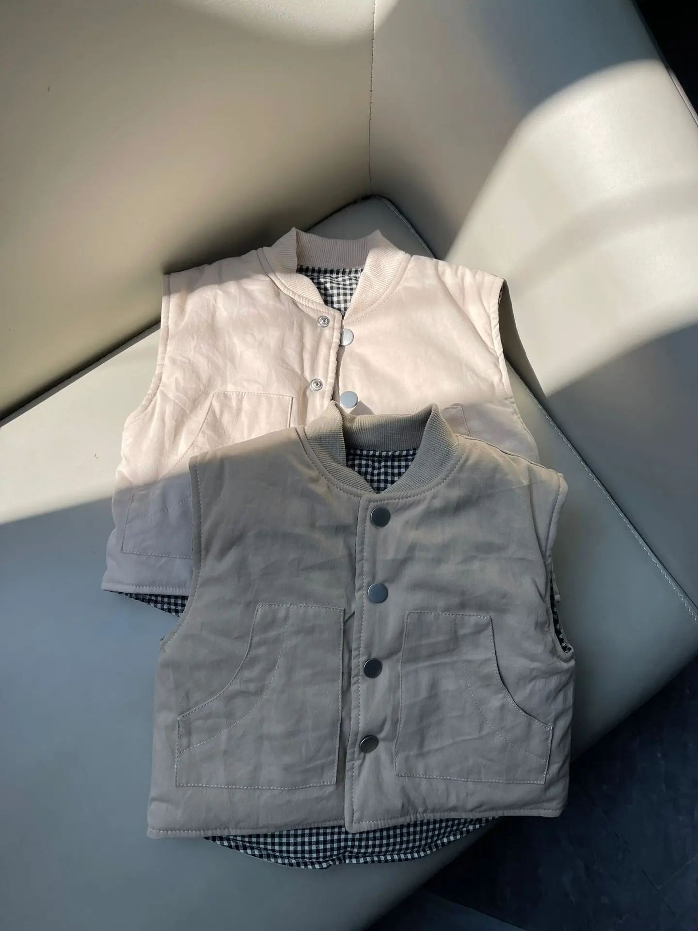 2025 Winter New Baby Sleeveless Warm Vest Infant Double Sided Plaid Jacket Children Casual Vest Coat Toddler Clothes