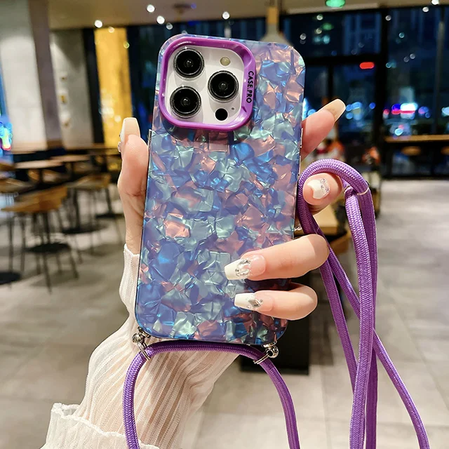 Luxury Neck Shoulder Strap Phone Case For iPhone 11 12 13 14 15 Pro Max Plus Crossbody Necklace Lanyard Cord Back Cover