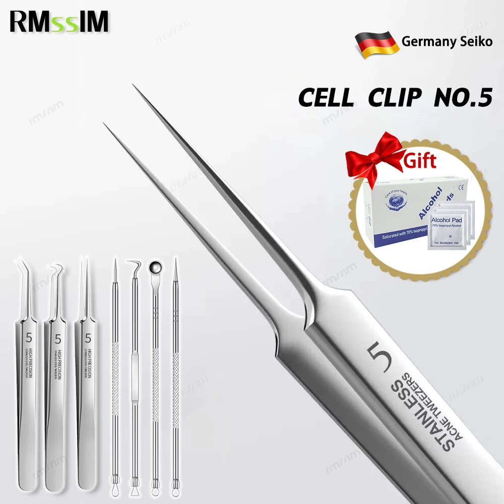 German Ultrafine No. 5 Cell Pimples Blackhead Clip Tweezers Beauty Salon Special Scraping