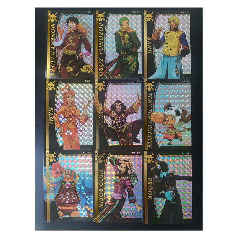 

9Pcs/set One Piece Anime Game Collection Card Monkey D Luffy Roronoa Zoro Usopp Chinese Style Diy Hot Gold Flashcard