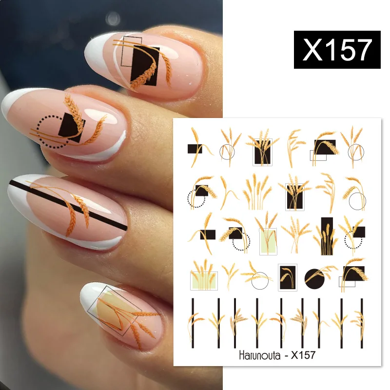 Harunouta 3D Nail Stickers Mixed Floral Abstract Geometric Nail Art  Decoration Gold Foil For Nails Tips Accessories Parts