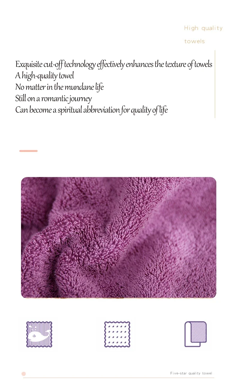 Description Picture 4 of item1PC Face Towel Absorbent Pure Cotton Hand Wash Face Hair Cleaning Quick Drying Household Soft Adult Towels 35x75CM