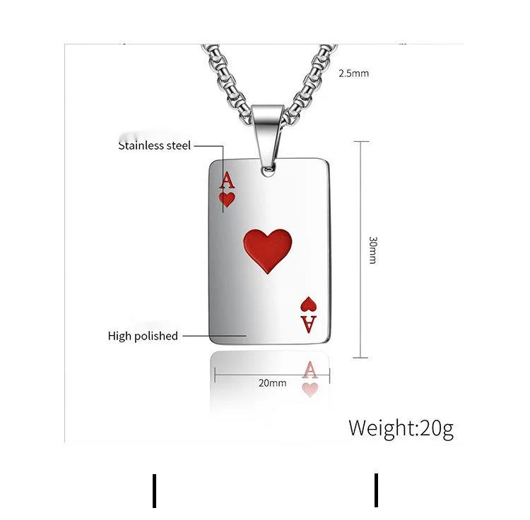Collana con ciondolo carta da gioco stile hip-hop per coppia_voghion.com