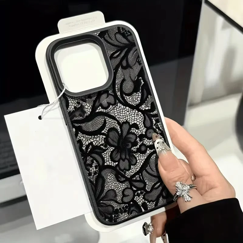 Elegant Black Lace Soft Silicone Shockproof Phone Case