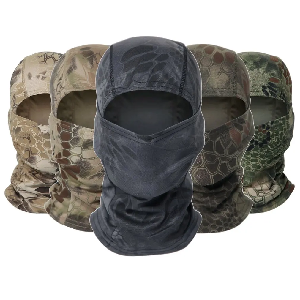 Head Cover Camouflage Balaclava Full Face Scarf Ski Cycling Full Face Cover Winter Neck Head Warmer Airsoft Cap Helmet Liner mesh face protector cap