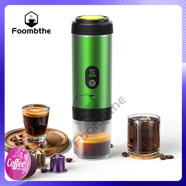Foombthe 3-in-1 Capsule Coffee Maker With Digital Display Portable Espresso Coffee Machine for Car & Home Camping Coffee Maker 1