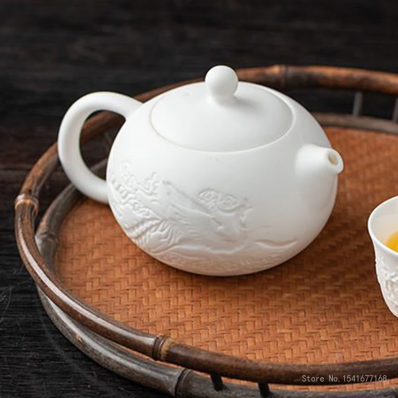 Chinese High Grade Porcelain Teapots, Sheep Fat Jade White Porcelain, Kung Fu Ceramic Household, Handmade, 220ml Single Pot, New