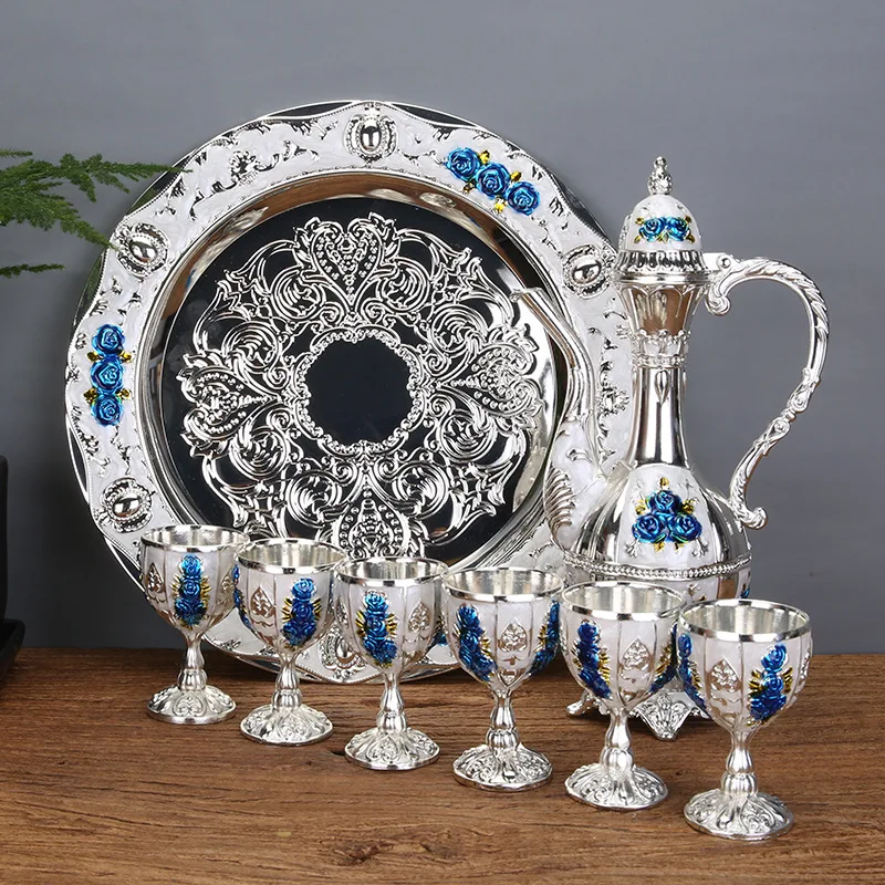 Description Picture 5 of itemWine set decanter pumpkin style hip flask a cup of home bar  metal drinking bottle setwhite