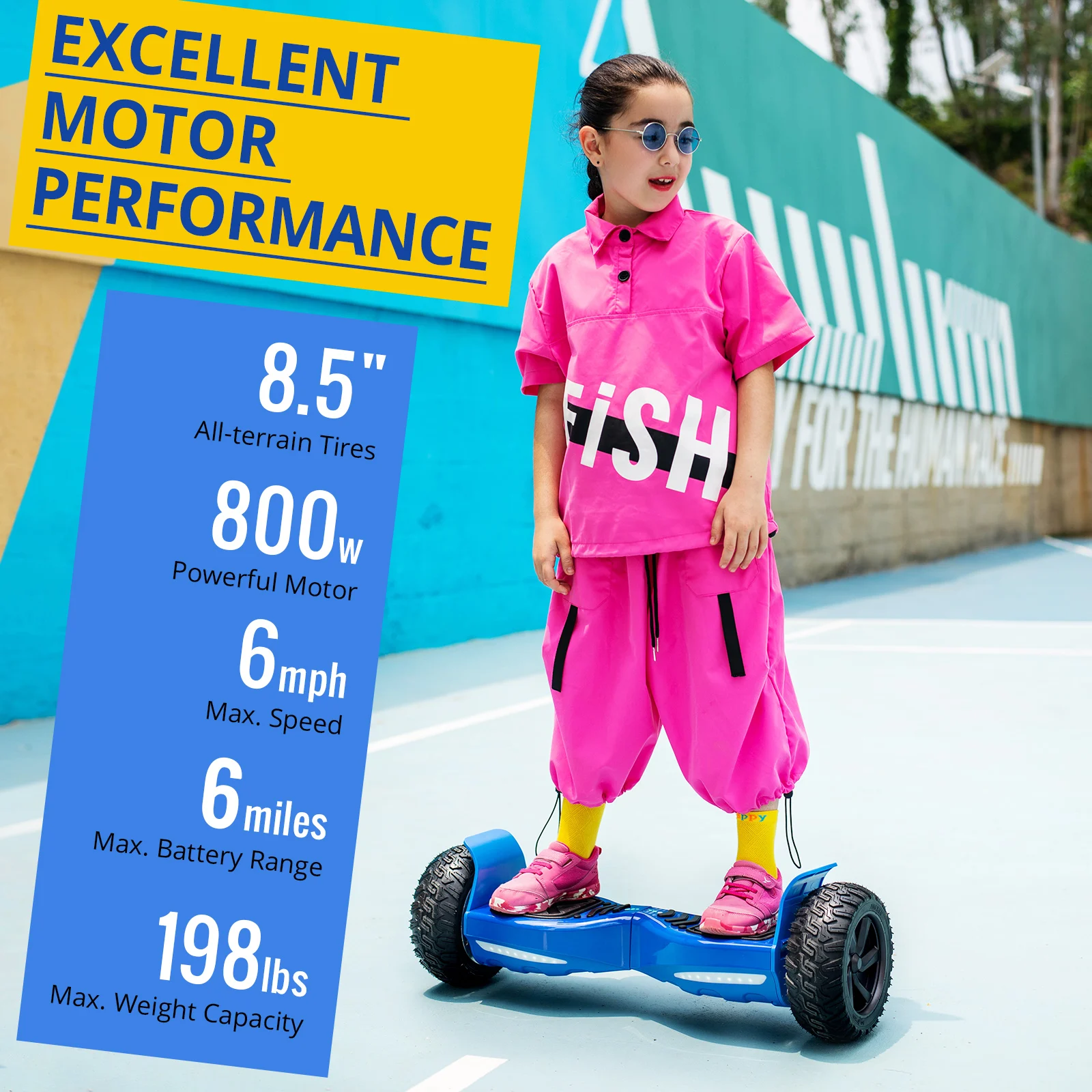 Hoverboard 8.5 inch Off-Road Electric Self Balancing Scooter All-Terrain Hover E-Scooter Board Bluetooth for Adult Kids