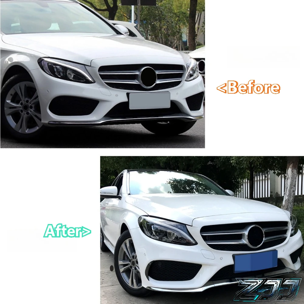 벤츠 C-클래스 W205 C205 2015-2018 AMG용 자동차 프론트 범퍼 립 스플리터, 사이드 윙 카나드, 프론트 에어 벤트 윈드 나이프