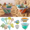 1/11PCS Summer Beach Set Toys for Kids Digging Sand Folding Bucket Watering Bottle Shovels Children Beach Water Game Toys Tools 1