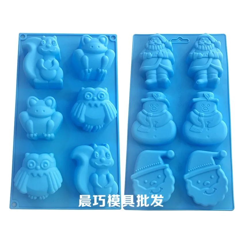 

DIY Silicone Cake Pudding Mould, 6-Hole, Frog, Owl, Squirrel, Santa Claus, Snowman Molds 454