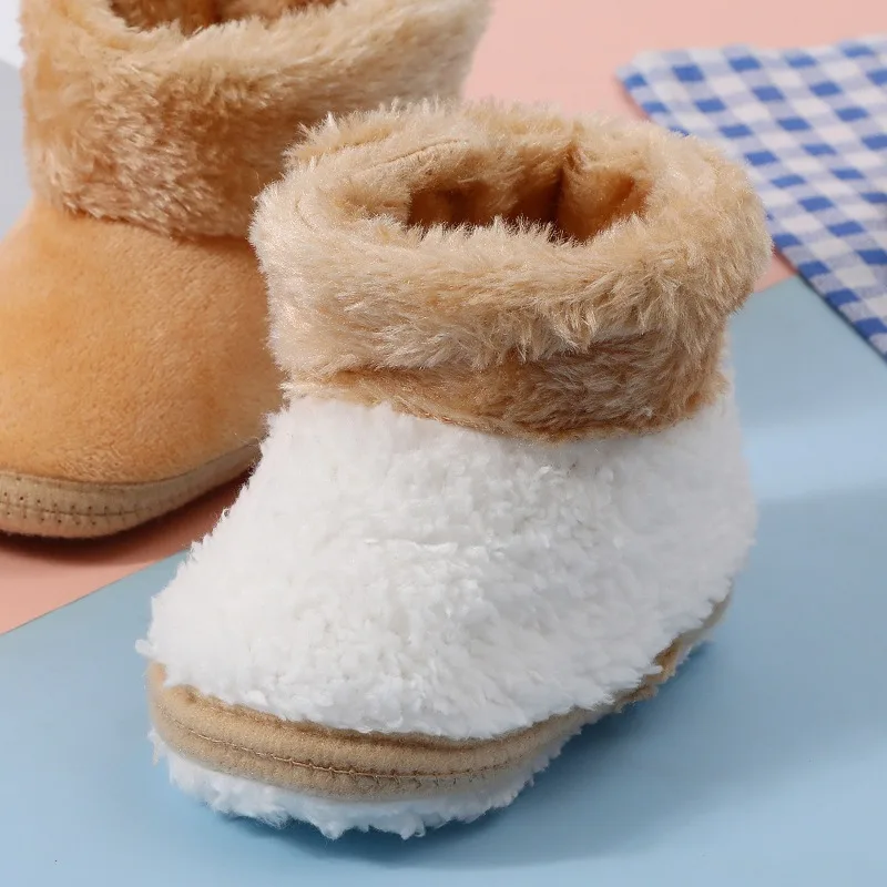 Bottes Bébé Fille Hiver - Taille 11 Cm (3-6 Mois), Coton Doublé Velours - Semelle Souple, Laçage élastique - Chaussures Chaudes Pour Nouveau-né